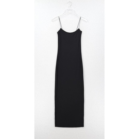 ENZA COSTA Silk Knit Essential Strappy Dress Women Small Black Maxi Long LBD NEW - Picture 3 of 15